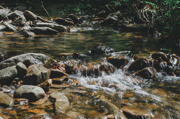 The small waterfall in the Carpathians