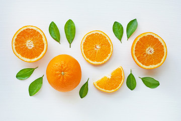 Fresh orange citrus fruit isolated on white background.