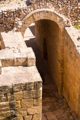 TARRAGONA, SPAIN – MAY 1, 2017: View of the door of the roman amphitheater. Close-up.