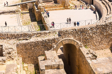 TARRAGONA, SPAIN – MAY 1, 2017: View of the ancient roman amphitheater.