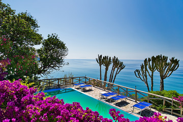 seascape from garden with pool