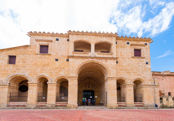 SANTO DOMINGO, DOMINICAN REPUBLIC - AUGUST 8, 2017: View of the building Columbus Palace. Copy...