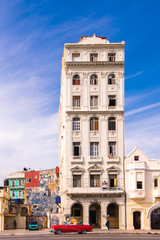 CUBA, HAVANA - MAY 5, 2017: View of the street of old Havana. Vertical. Copy space for text.