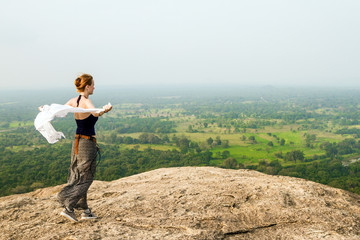 Beautiful girl and wind