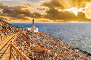sunrise on lighthouse of Cape of Otranto