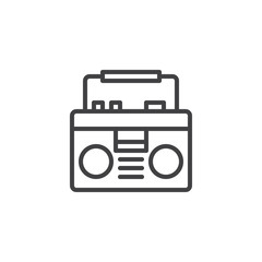 Boombox outline icon. linear style sign for mobile concept and web design. cassette player simple line vector icon. Symbol, logo illustration. Pixel perfect vector graphics