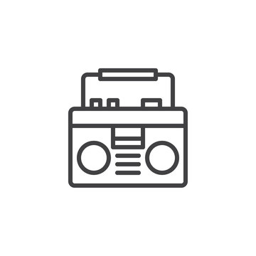 recommend clip art: Boombox outline icon. linear style sign for mobile concept and web design. cassette player simple line vector icon. Symbol, logo illustration. Pixel perfect vector graphics