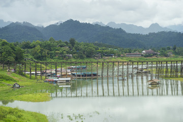 Longest wooden bridge in Thailand , Kanchanaburi Province