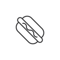 Hot dog outline icon. linear style sign for mobile concept and web design. Fast food simple line vector icon. Symbol, logo illustration. Pixel perfect vector graphics