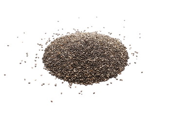 Chia seed pile isolated on white background