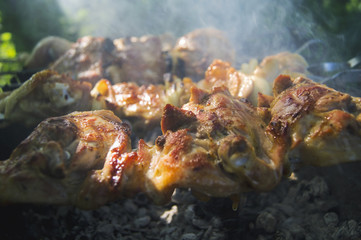 cooking chicken meat on the grill