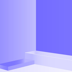 Fototapeta premium 3d minimal abstract violet-blue background wall corner scene square podium 3d rendering