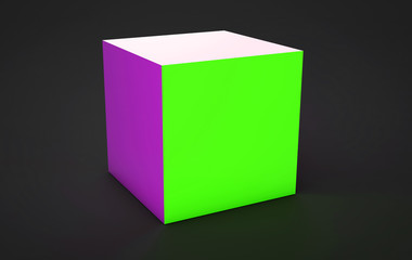 3D render cube on gray background