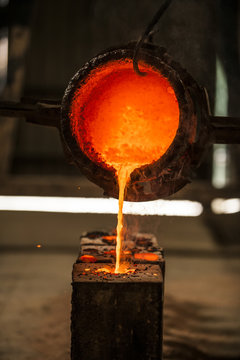 Metal pouring into mold