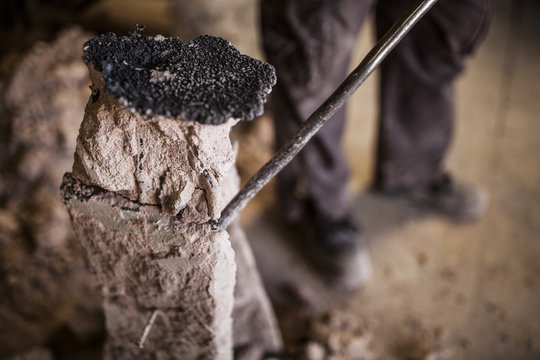 Mold standing at metal casting factory