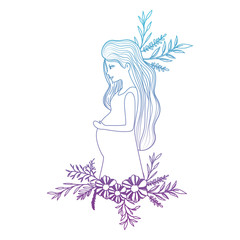 beautiful mom pregnancy with floral frame vector illustration design