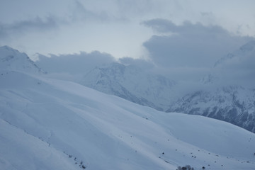Sunset Over Snow Capped Pyrenean Mountains
