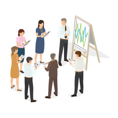 Business People with Tablet Write Changes on Paper