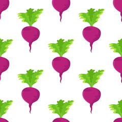 Garden Radish Purple Plant Seamless Pattern Vector