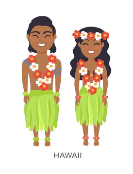 Hawaii Male and Female Image Vector Illustration