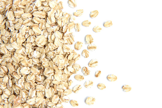 Rolled Oats Isolated On White Background.