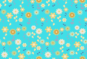 Seamless pattern with flowers on stems, vector. Good for decor surface, wallpaper, print on fabric, packaging, and more