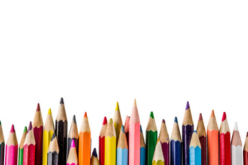 Back to school concept - color pencils isolated on white background