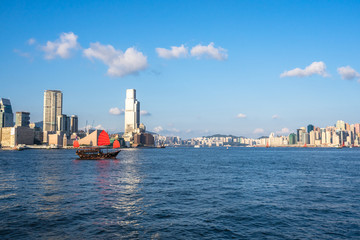 Naklejka premium city skyline in hongkong china