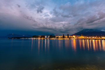 Obraz premium Mountain lake in the Alps at night. Lucerne at night.