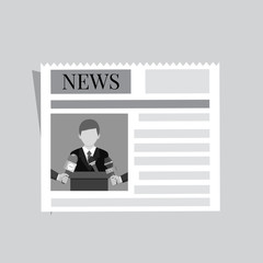 News concept. Flat vector. Newspaper, cup of coffee, smart phone and pen. Flat vector.