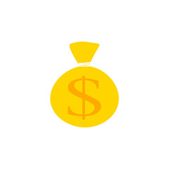 Flat icon, vector illustration. Money saving and money bag concept. Money making. Bank deposit. Financials. Isolated on a background.