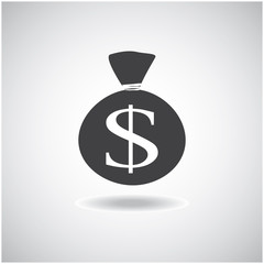 Flat icon, vector illustration. Money saving and money bag concept. Money making. Bank deposit. Financials. Isolated on a background.