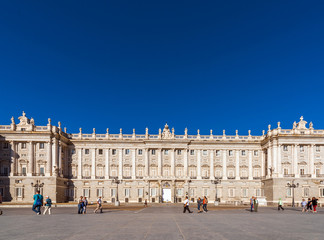 Fototapeta na wymiar MADRID, SPAIN - SEPTEMBER 26, 2017: View of the Royal Palace building. Copy space for text.
