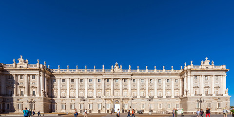 MADRID, SPAIN - SEPTEMBER 26, 2017: View of the Royal Palace building. Copy space for text.
