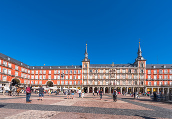 MADRID, SPAIN - SEPTEMBER 26, 2017: View of the building and the square. Copy space for text.