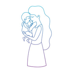mother lifting son characters vector illustration design