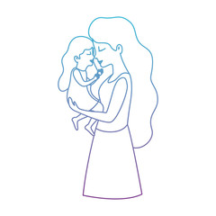 mother lifting daughter characters vector illustration design