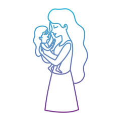 mother lifting daughter characters vector illustration design