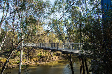 Fototapeta na wymiar Footbridge over the Goulburn River in Shepparton, Australia