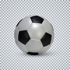 Fototapeta na wymiar Soccer ball. Realistic football ball with shadow on transparent background. Vector illustration