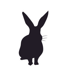 rabbit sits silhouette, vector,