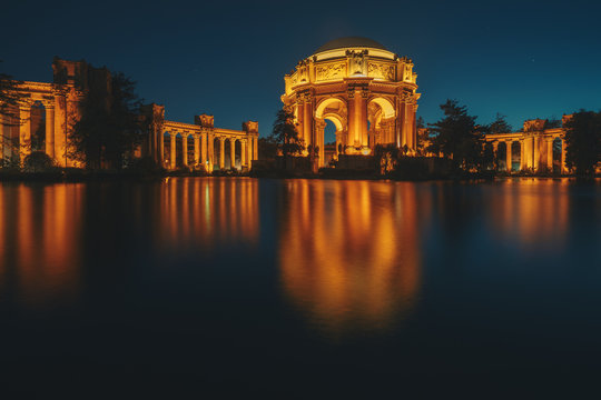 The Palace of Fine Arts in the Marina District of San Francisco, California, Twilight time