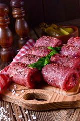 a fresh and tasty true raw beef roulades