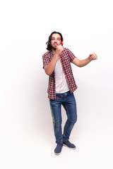 Handsome boy. Isolated on white background.