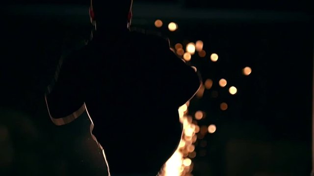 Tricking sport, kick of hand, night light bulbs