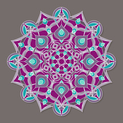 Isolated colorful lineless mandala