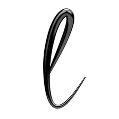 Letter L black handwritten script font. 3D Rendering