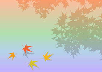 静かな水面に落ちたモミジのわびさび