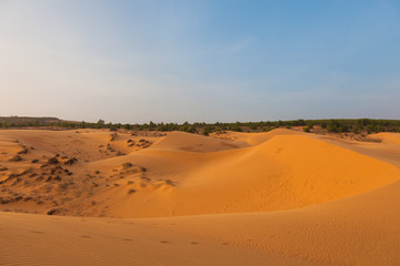 Fototapeta na wymiar Landscape of Red Sand Dunes in south Vietnam near to Mui Ne fishing town.