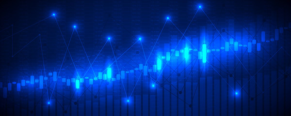 Economic graph with diagrams on the stock market, for business and financial concepts and reports.Abstract blue vector background.